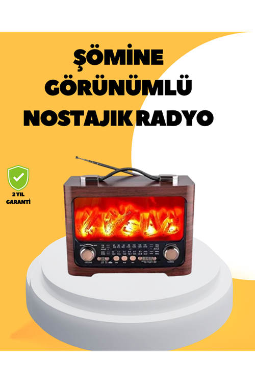 Taşınabilir Şömine Görünümlü Bluetooth Hoparlör – Solar Şarjlı, Alev Işıklı, 7W Ses