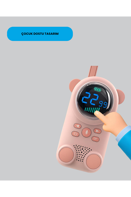 LCD Ekranlı Çocuk Telsizi – İki Yönlü Ses, 1-3 km Çekim Mesafesi