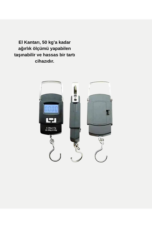Portatif Dijital El Kantarı – Bavul, Kargo ve Paket Tartı Cihazı 50 Kg