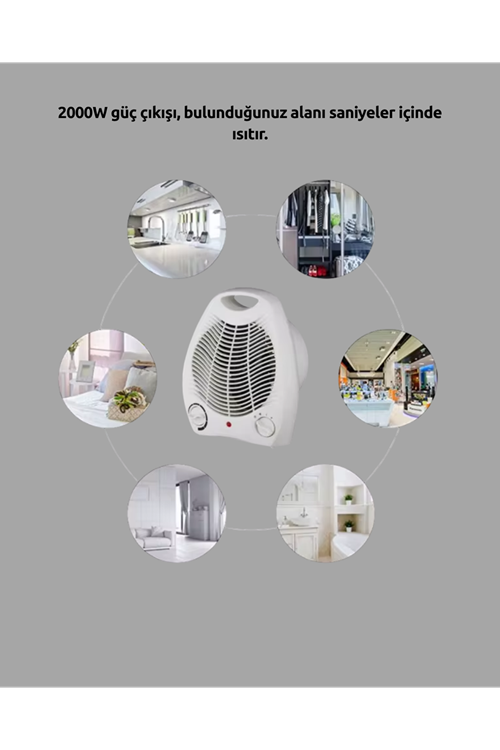 Mini Elektrikli Isıtıcı – 2000W Güç, Fanlı Isıtma, 3 Isı Modu