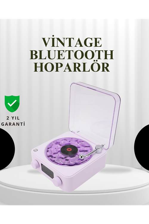 Projektörlü Gece Lambalı Retro Hoparlör – Taşınabilir Bluetooth Speaker