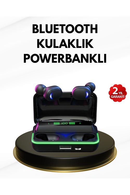 E10 Kablosuz Bluetooth Kulaklık – 3D Ses, Powerbank Şarj Kutusu