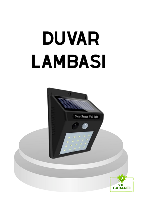 20 LED Güneş Paneli Aydınlatma – Fotoselli ve Hareket Algılamalı Dış Mekan Duvar Lambası