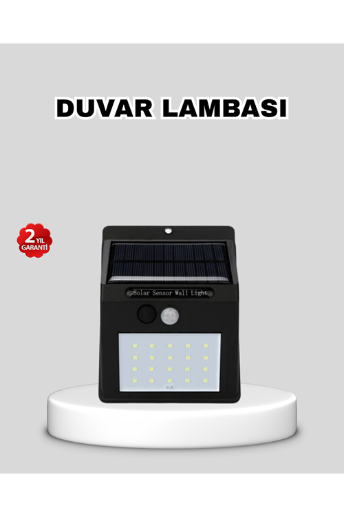 Güneş Enerjili 20 LED Hareket Sensörlü Lamba – IP65 Su Geçirmez Dış Mekan Aydınlatma