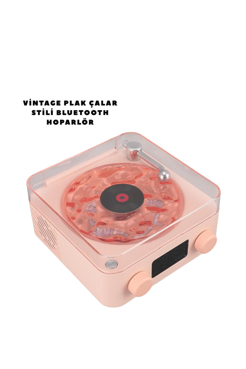 Retro Bluetooth Hoparlör PEMBE