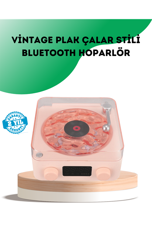 Retro Bluetooth Hoparlör – Kristal Ses, Gece Lambası, Saatli Tasarım