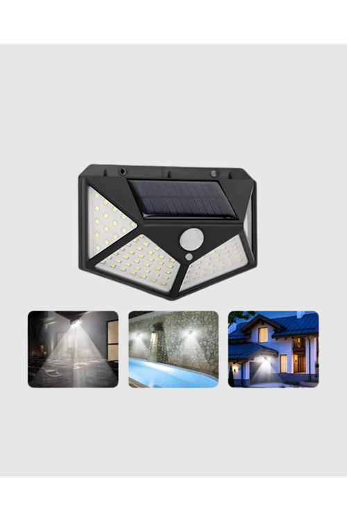 Güneş Enerjili 100 LED Dış Mekan Lamba – Hareket Sensörlü, 2200mAh Bataryalı Solar Aydınlatma