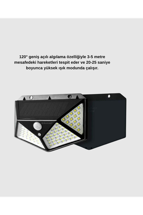 100 LED Güneş Enerjili Bahçe Lambası – PIR Sensörlü, IP65 Su Geçirmez Dış Mekan Aydınlatma