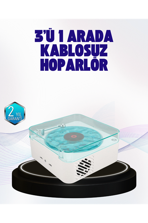 Dekoratif Gece Işıklı Bluetooth Hoparlör – Zaman ve Pil Ekranlı
