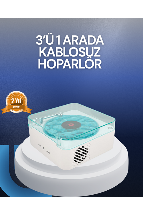 Bluetooth Hoparlör – 3-ü-1 Saatli Gece Lambası ve Vintage Tasarım