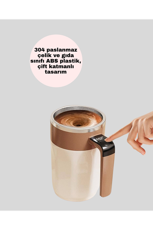 Elektrikli Otomatik Karıştırıcı Kupa – 304 Paslanmaz, USB Şarjlı, Taşınabilir