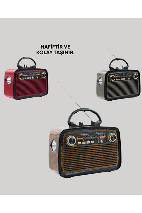 Nostaljik Radyo Görünümlü Bluetooth Hoparlör – FM/AM Yayın, Kablosuz Bağlantı, Şarj Edilebilir