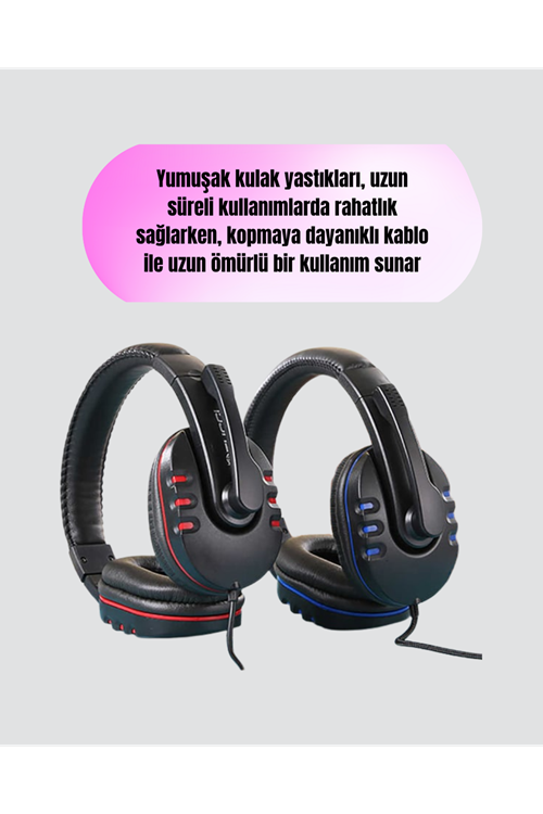 Mikrofonlu Oyun Kulaklığı – Mavi Işıklı, Uzun Süre Konforlu Kullanım