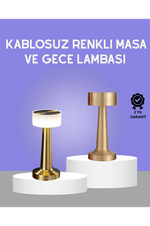 Touch Gece Lambası – Dokunmatik Kontrol, Kablosuz Kullanım, Metal Gövde
