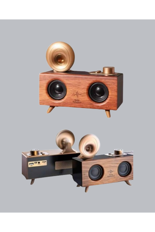 Retro Gramofon Tasarımlı Bluetooth Hoparlör – 3D Stereo Ses, 1800 mAh Batarya