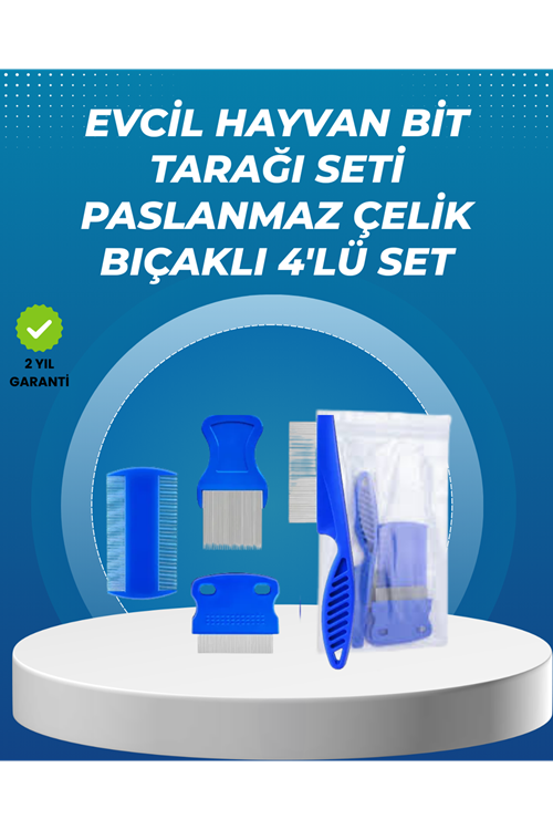 Kedi, Köpek ve Küçük Hayvanlar İçin 4 Parça Ergonomik Tarak Takımı