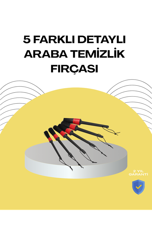 5 Boy Fırçalı Araba Temizlik Seti-Derin Temizlik Sağlayan Yumuşak Fırçalar