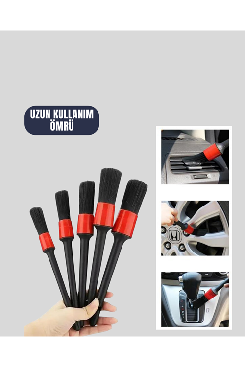 5'li Araba Temizlik Fırçaları-Farklı Boyutlu Fırçalarla Derinlemesine Temizlik