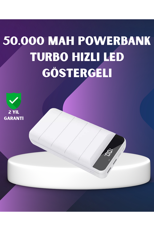 50000mAh Yüksek Kapasiteli Powerbank Hızlı Şarj ve LED Ekranlı
