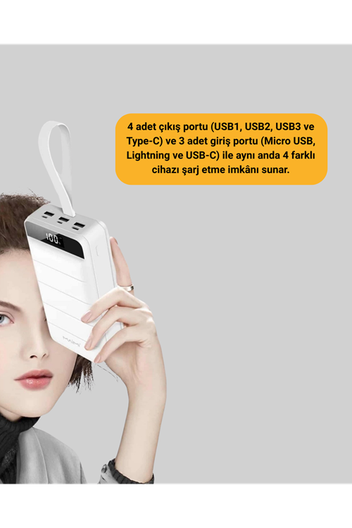Lightning ve Type-C Girişli 50000mAh Powerbank