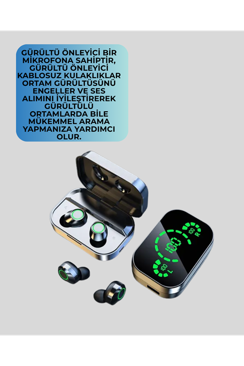 LED Ekranlı Kablosuz Kulaklık – Gürültü Önleyici Mikrofon ve Dokunmatik Özellikli
