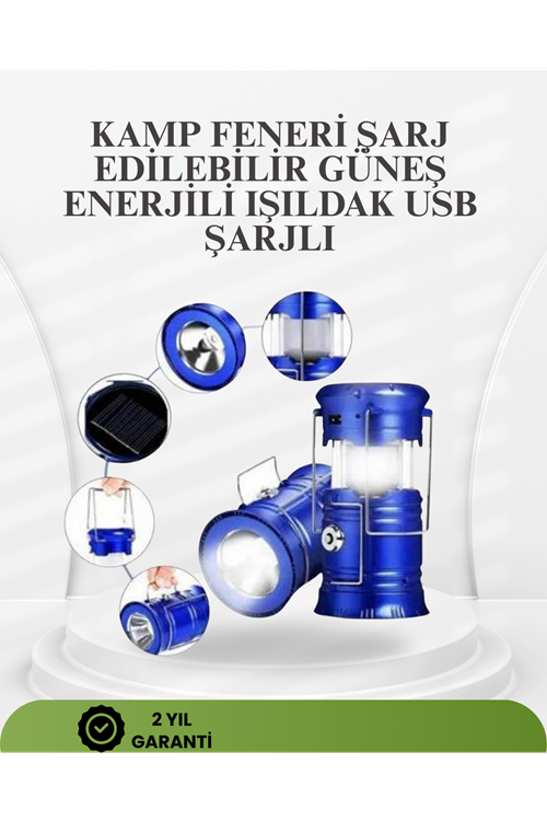 Güneş Enerjili Katlanabilir Kızaklı Kamp Feneri – USB Şarjlı, Çok Yönlü ve Dayanıklı Tasarım