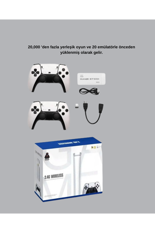 HDMI Çıkışlı Kablosuz 2 Kollu 4K Retro Oyun Kutusu