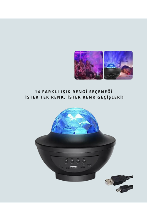 Yıldız & Okyanus Dalga Projektörü – Bluetooth / USB Hoparlörlü