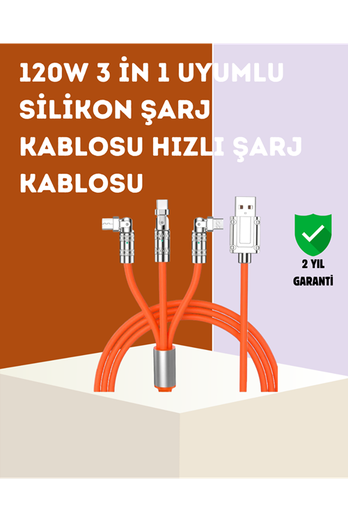 120 W Hızlı Çözüm Sunan 3'ü 1 USB Şarj Kablosu– Sağlam Gövde