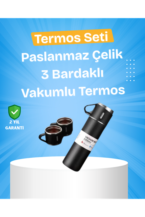 Paslanmaz Çelik Termos Seti | 500 ml Kapasite, 6-12 Saat Isı Koruma, Hediye Kutulu