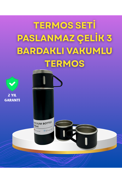 Çelik Termos Bardak Seti | 500 ml Kapasite, Kaymaz Taban, Hediye Kutulu