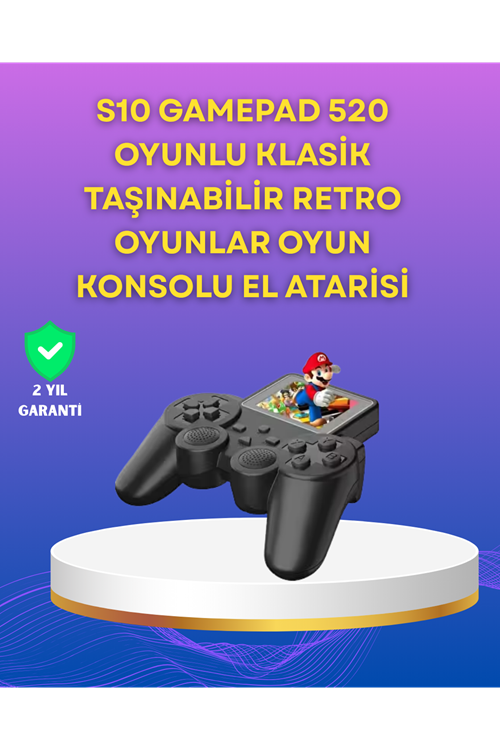 2.4 İnç Ekranlı 500 Oyunlu Taşınabilir Retro Oyun Konsolu, Şarjlı El Tipi Mini