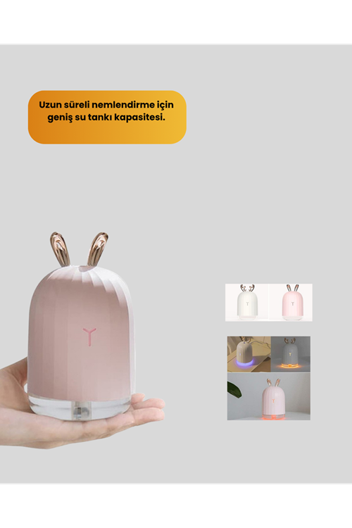 Tavşan Kulak Tasarımlı 200 ml USB Aroma Difüzör ve Hava Nemlendirici