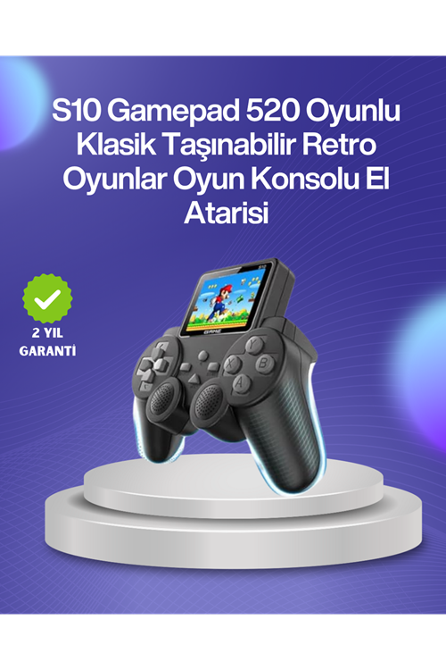 500 Oyunlu Nostaljik El Tipi Oyun Konsolu, Taşınabilir Şarjlı Cihaz, Renkli Ekran ve TV Destekli
