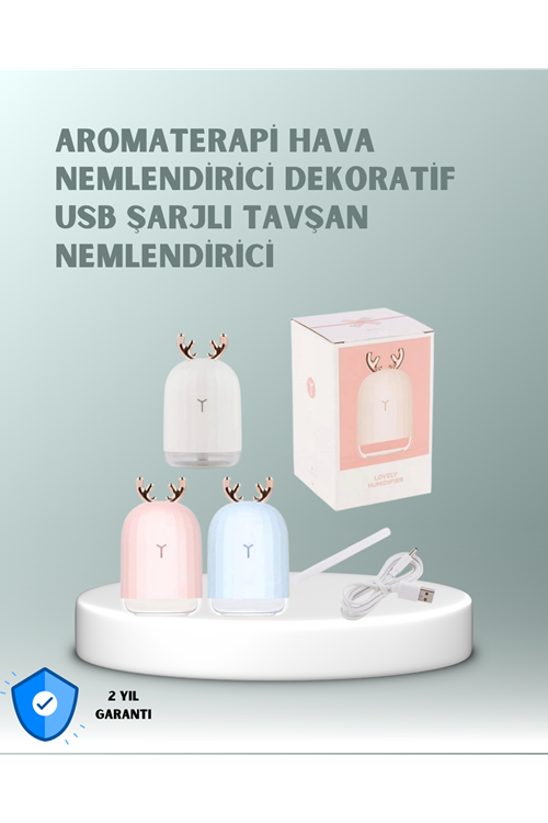 200 ml Tavşan Kulaklı Ultrasonik Hava Nemlendirici ve Gece Lambası