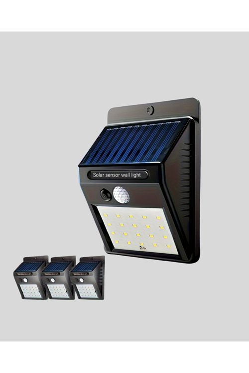 Solar Güneş Enerjili Hareket Sensörlü 4 Taraflı Bahçe Lambası – IP65 Su Geçirmez, 100 LED