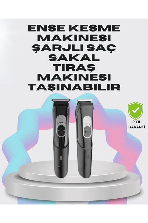 Taşınabilir Şarjlı Saç Sakal Tıraş Makinesi – 3 Taraklı, Sessiz ve Ergonomik