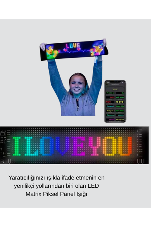 LED Matrix Piksel Panel Işığı – 5V USB, Uygulama Kontrollü