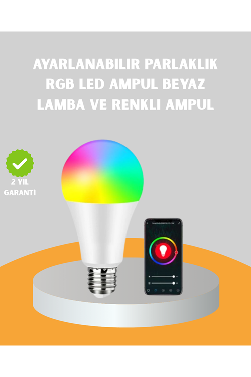 Kumanda Destekli Çok Renkli Akıllı LED Ampul