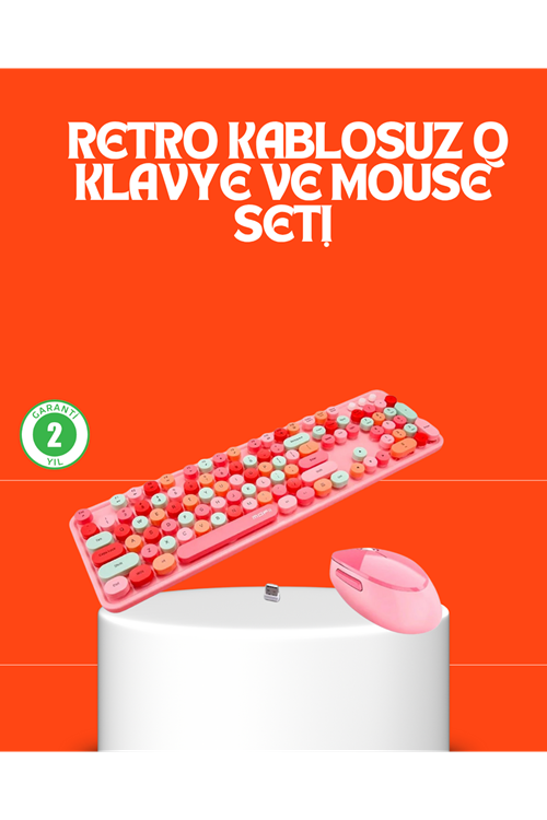 Retro Tarz Bluetooth 5.1 Klavye – Win/OSX/Android/iOS Uyumlu