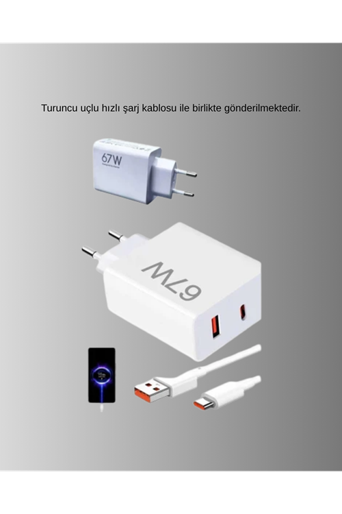 67W Type-C Turbo Şarj Cihazı – Aşırı Akım ve Isı Koruması, Seyahat Uyumlu