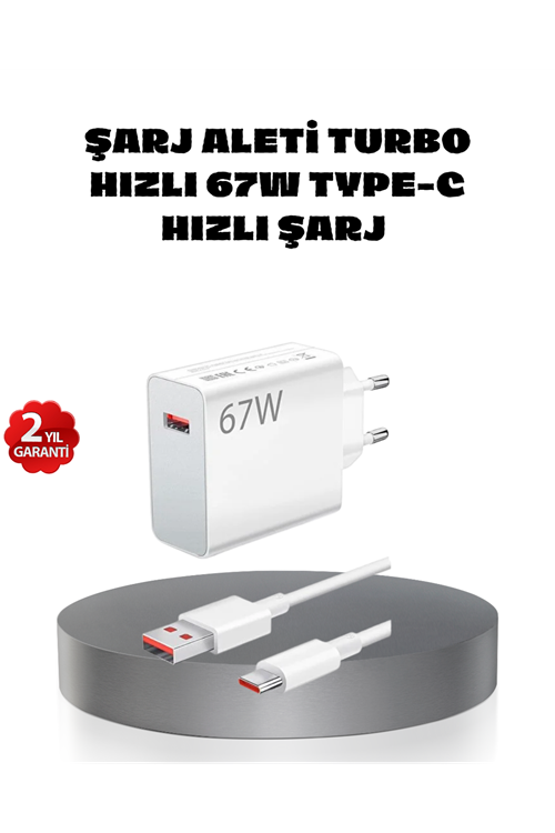 67W Turbo Type-C Hızlı Şarj Adaptörü – Akıllı Koruma Çipli, Hızlı Şarj Destekli