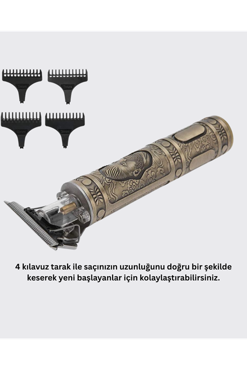 4 Kılavuz Taraklı Profesyonel Saç ve Sakal Kesme Makinesi