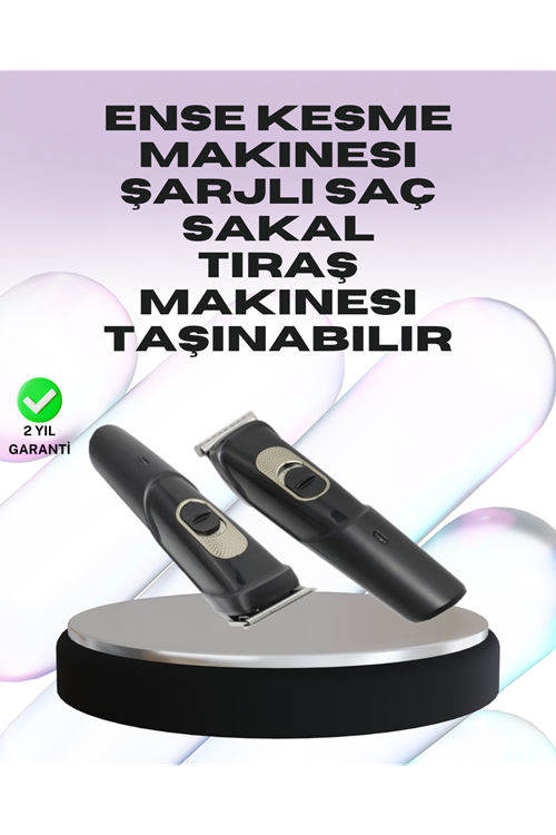 Sessiz Motorlu, Kablosuz Kullanımlı Şarjlı Saç ve Sakal Kesme Makinesi – Taraklı Set