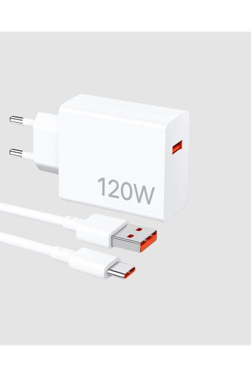 120W Süper Hızlı Şarj Adaptörü – Type-C Kablo Dahil, Yüksek Voltaj Korumalı