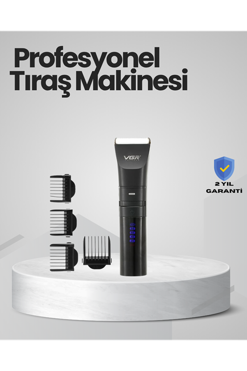 Şarjlı Tıraş Makinesi –Dijital Ekranlı, Hızlı Şarjlı, Profesyonel Kesim Seti