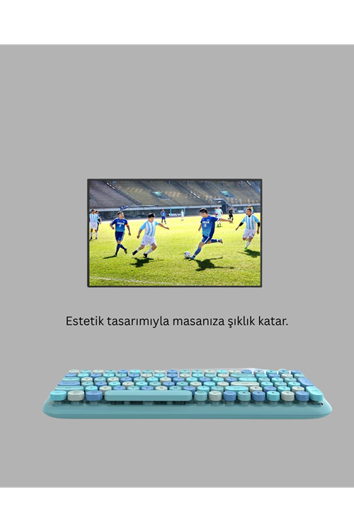 Retro Daktilo Stilli Kablosuz Klavye Mouse Seti – Sessiz ve Şık