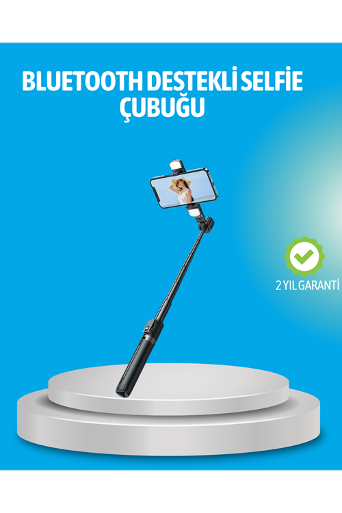 Bluetooth Işıklı Uzaktan Kumandalı Selfie Çubuğu – 130 cm Yükseklik