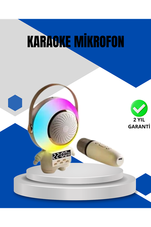 Kablosuz Mikrofonlu Astronot Tasarım Bluetooth Speaker Karaoke