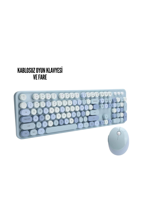 Kablosuz Klavye Mouse Seti mavi